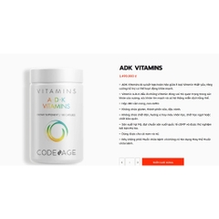 Viên Uống CodeAge ADK Vitamins - BeautyK Code Age Vitamin Tổng Hợp 180 viên, Hỗ Trợ Thị Lực, Bảo Vệ Tim Mạch Từ Mỹ