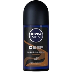 Lăn Ngăn Mùi NIVEA MEN Deep Than Đen Hương Espresso - Chứa than đen giúp khóa mùi cơ thể tối ưu 2in1