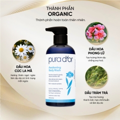 Sữa Tắm PURA DOR Awakening Body Wash 473ML - Sữa Tắm Organic Dưỡng Ẩm Cao Cấp Cho Mọi Loại Da-mỹ