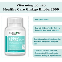 Bổ não Ginkgo Biloba Healthy Care Úc 2000 (MẪU MỚI)-ÚC