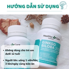 Bổ não Ginkgo Biloba Healthy Care Úc 2000 (MẪU MỚI)-ÚC