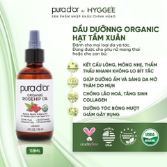 Dầu dưỡng hạt tầm xuân PURA D'OR Rosehip Seed Oil 118ml organic, hỗ trợ làm mờ vết rạn và mờ sẹo-mỹ