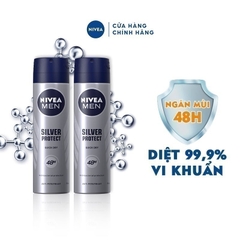Xịt Ngăn Mùi NIVEA MEN Silver Protect Phân Tử Bạc Ngăn Khuẩn Gây Mùi Vượt Trội (150 ml) - 82959