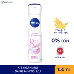 Xịt Khử Mùi Nivea Cho Nữ Sáng Da, Mờ Vết Thâm 150ml Extra Brightening 8 Super Food Spray | Vitamin C