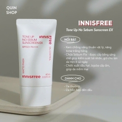 Kem Chống Nắng Innisfree Tone Up No Sebum Sunscreen EX 60ml-mẫu mới