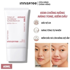 Kem Chống Nắng Innisfree Tone Up No Sebum Sunscreen EX 60ml-mẫu mới