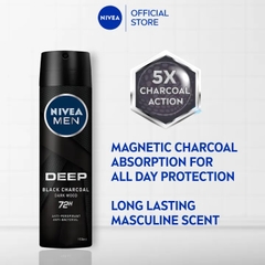 Xịt Ngăn Mùi NIVEA Men Than Hoạt Tính 150ml 72h