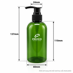 Kích thước chai tẩy trang PET 300ml cổ 24mm Pavico