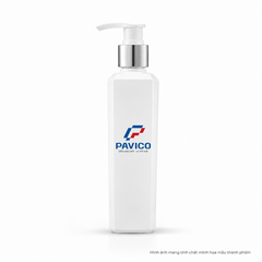 Chai đựng sữa tắm đẹp PET trắng sứ 220ml vòi nhấn cổ xi mạ Pavico
