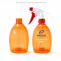 Chai nhựa xịt kính 500ml dáng bầu PET màu cam Pavico