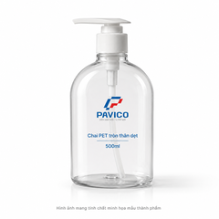 Chai dầu gội PET thân dẹt 500ml trong suốt cổ 28mm
