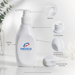 Chi tiết chai nhựa PET 220ml gồm vòi bơm cổ chai 24mm vai bo tròn và đáy chai