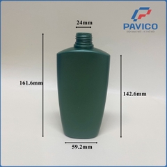 Chai HDPE 250ml thân dẹt màu xanh lá