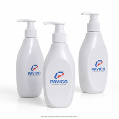 Bộ ba chai nhựa PET trắng sứ 220ml cổ 24mm có vòi bơm Pavico