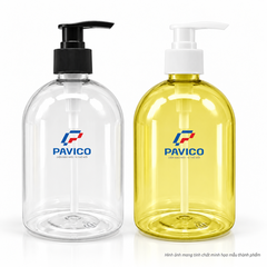 Chai PET 520ml trong suốt và vàng trong phối vòi bơm Pavico