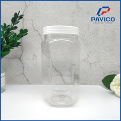 Hũ PET lục giác 1050ml - Hũ lục giác bao bì thực phẩm - Hũ nhựa đựng thực phẩm