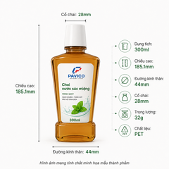 Thông số chai nước súc miệng 300ml cổ 28mm
