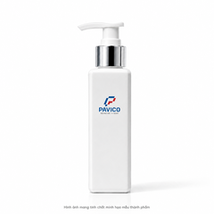 Chai nhựa đựng nước rửa tay 120ml PET trắng sứ dáng vuông vòi bơm Pavico