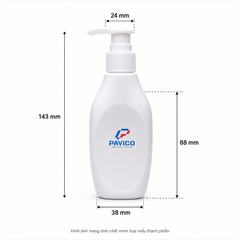 Kích thước chai đựng dầu gội sữa tắm PET 220ml chiều cao khoảng 143mm cổ 24mm