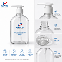 Chi tiết nắp, miệng chai dầu gội PET 500ml cổ 28mm