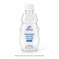 Chai đựng nước ép trái cây con ong 250ml nhựa PET trong suốt
