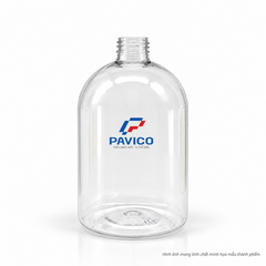 Thân chai PET 520ml trong suốt cổ 28mm dáng lùn Pavico
