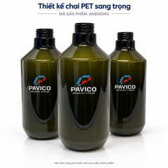 Bộ ba chai PET xanh rêu 800ml vai vát Pavico trên nền trắng
