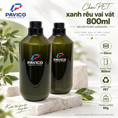Chai nhựa PET xanh rêu 800ml vai vát dùng cho bao bì mỹ phẩm Pavico