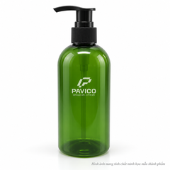 Chai tẩy trang PET 300ml cổ 24mm màu xanh Pavico nền trắng