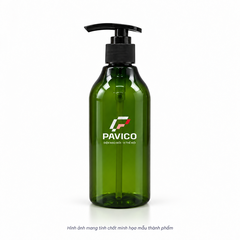 Chai nhựa 300ml PET màu xanh lá cổ 24mm vòi nhấn đen Pavico
