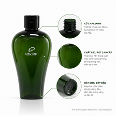 Chi tiết cổ chai 24mm thân PET và đáy vỏ chai đựng dầu gội 300ml