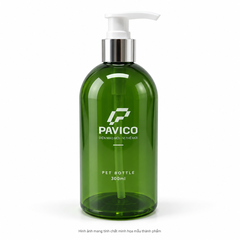 Chai dầu gội PET 300ml màu xanh lá cổ 24mm vòi nhấn Pavico