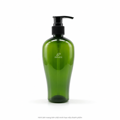 Chai đựng dầu gội PET 350ml thân bầu màu xanh trong với vòi nhấn đen Pavico