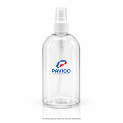 Chai PET 500ml trong suốt cổ 24mm Pavico kết hợp vòi xịt