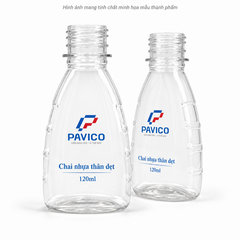 Góc nghiêng chai nhựa thân dẹt 120ml
