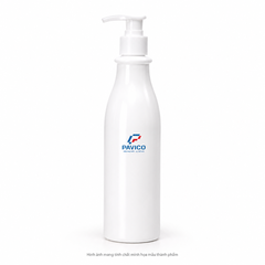 Chai đựng dầu gội 500ml PET trắng sứ cổ 24mm kèm vòi bơm trắng