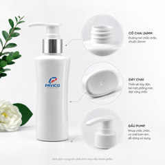 Chi tiết cổ chai 24mm và đáy chai PET trắng sứ 100ml dáng eo
