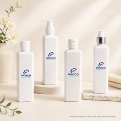 Bộ chai lọ sữa tắm PET trắng sứ với nắp bật và nhiều loại vòi nhấn Pavico