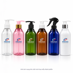 Bộ chai nhựa 300ml PET nhiều màu với vòi nhấn và đầu xịt Pavico