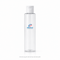 Chai nhựa PET đựng sữa tắm dáng trụ trong suốt cổ 24mm nắp bật trắng Pavico