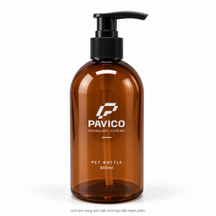 Chai sữa tắm PET 300ml màu nâu cổ 24mm vòi nhấn Pavico