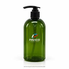Chai dầu gội PET 500ml màu xanh lá cổ 24mm vòi nhấn đen Pavico