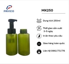 Chai tạo bọt PET 250ML- Chai sữa rửa mặt hàng sản xuất
