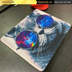 Lót chuột chống nước cỡ nhỏ 26x21cm dày 3mm S-5-26X21 (Mèo đeo kính)