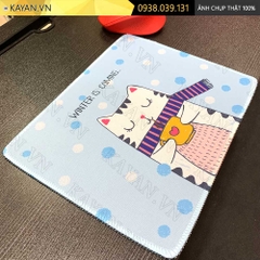 Lót chuột chống nước cỡ nhỏ 26x21cm dày 3mm S-34-26X21 (Mèo đeo khăn)