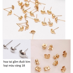 10 chốt hoa tai sát đầu tròn hình cây NẤM có móc đủ size (gồm đuôi) - nguyên liệu làm hoa tai