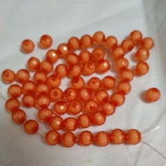10-50gam Hạt nhựa 8mm cạnh nhân trắng màu cam có lỗ xỏ làm vòng hạt, trang trí handmade