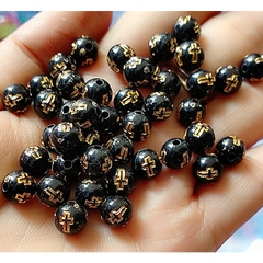 360 hạt nhựa tròn khắc thánh giá 8mm (thập giá) (gói 100gam)