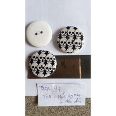 5 nút gỗ, cúc gỗ 2 lỗ size 30mm in đầu lâu