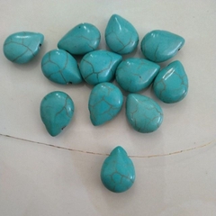 5viên ngọc lam turquoise giọt nước lỗ ngang 12x16mm